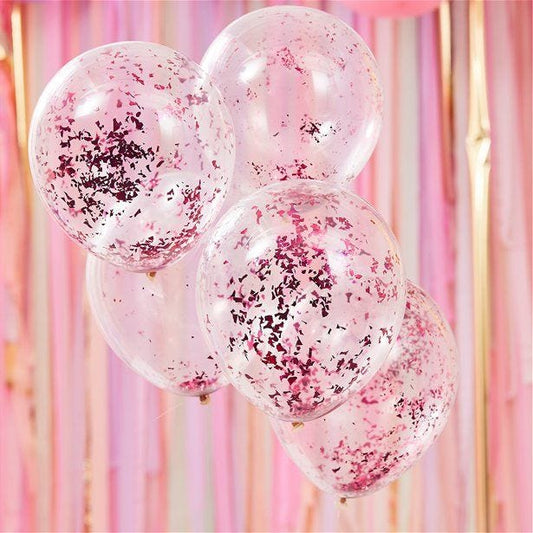Mix It Up Pink Confetti Balloons - 12" (5pk)