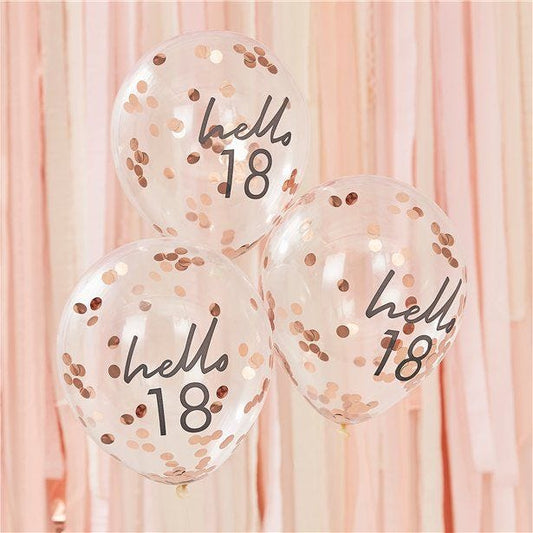Mix It Up Hello 18 Rose Gold Confetti Balloons - 12" (5pk)