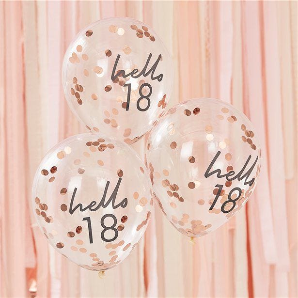 Mix It Up Hello 18 Rose Gold Confetti Balloons - 12" (5pk)