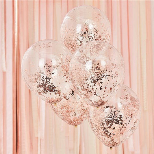 Mix It Up Rose Gold Confetti Balloons - 12" (5pk)