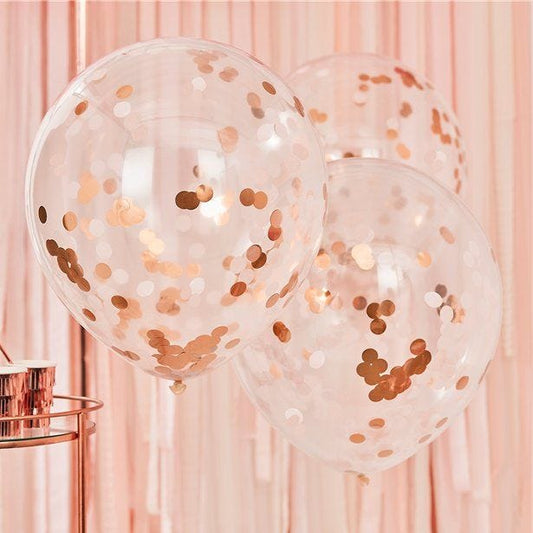 Large Rose Gold & Blush Confetti Balloons - 22" Latex (3pk)