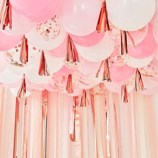 Mix It Up Pink Blush Balloon Ceiling Decorating Kit - 160 Balloons