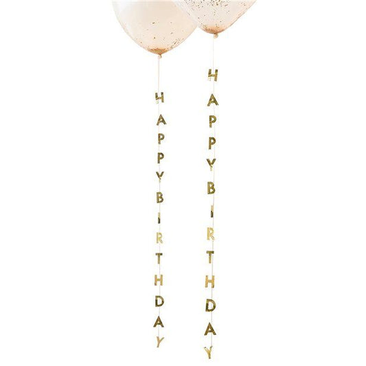 Mix It Up Gold Happy Birthday Foil Balloon Tails - 1m (5pk)