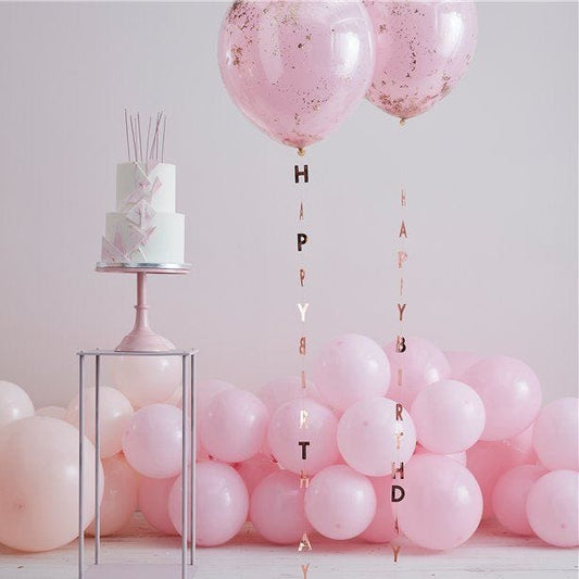 Rose Gold Happy Birthday Balloon Tails (5pk)