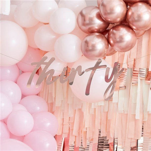 Mix It Up Rose Gold 'Thirty' Paper Banner - 1.7m
