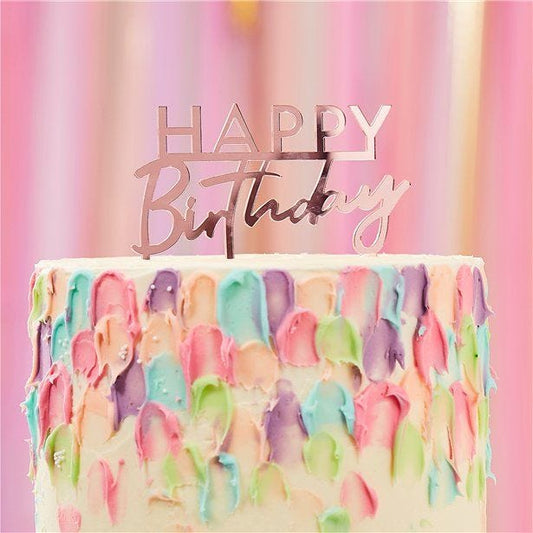 Mix It Up Happy Birthday Pink Cake Topper