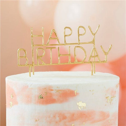 Gold Happy Birthday Cake Topper Sparkler