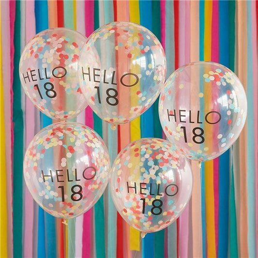Hello 18 Mix It Up Brights Confetti Latex Balloons - 12" (5pk)