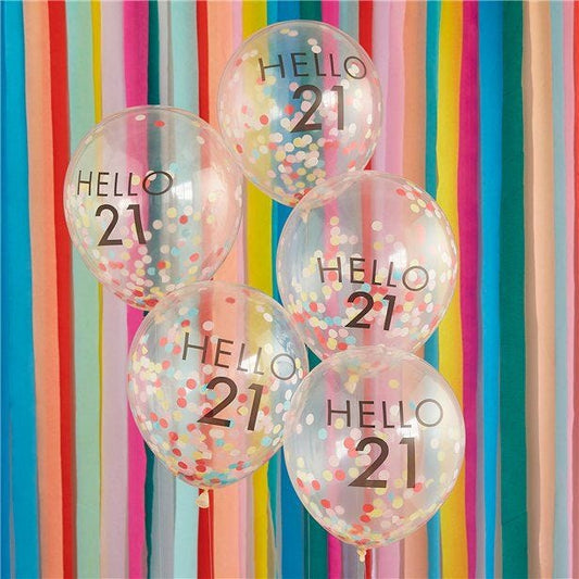 Hello 21 Mix It Up Brights Confetti Latex Balloons - 12" (5pk)