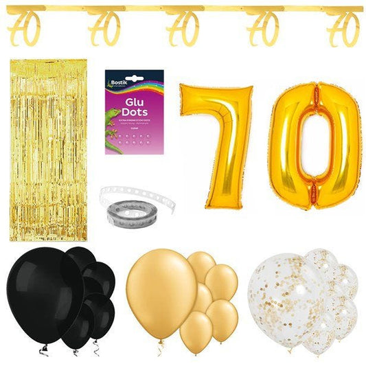 70th Black & Gold Milestone Decorating Kit