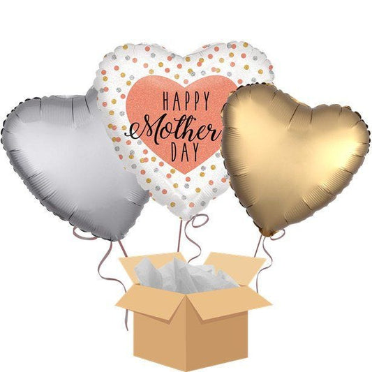 Mother's Day Rose Gold Glitter Balloon Bouquet - Delivered Inflated