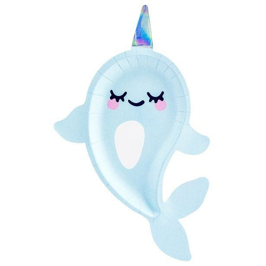 Narwhal Shaped Paper Plate - 18cm x 29cm (6pk)