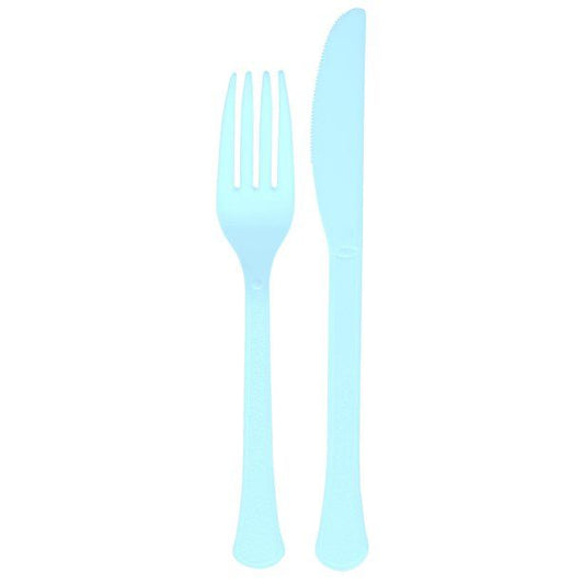 Baby Blue Reusable Plastic Cutlery Set (24pk)