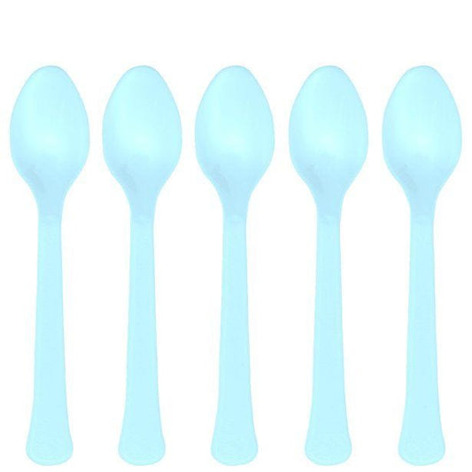 Baby Blue Reusable Plastic Spoons (24pk)