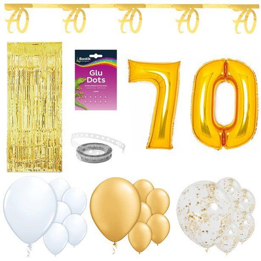 70th White & Gold Milestone Decorating Kit