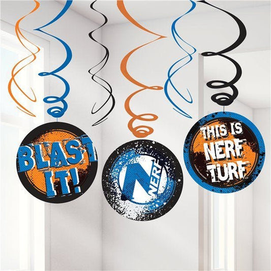 Nerf Party Hanging Swirl Decorations (6pk)