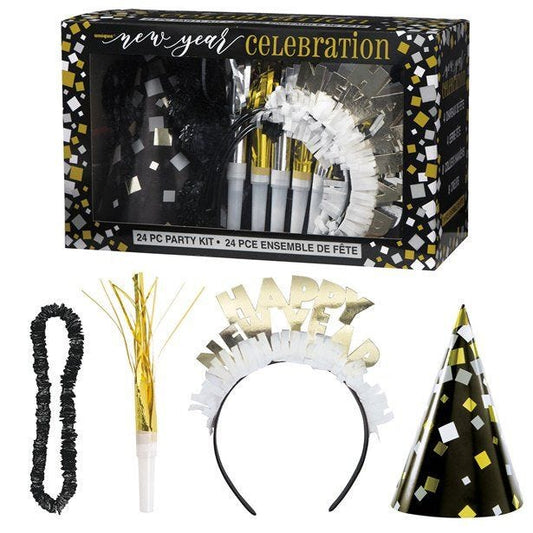 Gold & Silver New Year's Eve Party Kit for 8 People