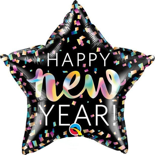 Happy New Year Neon Iridescent Star - 20" Foil