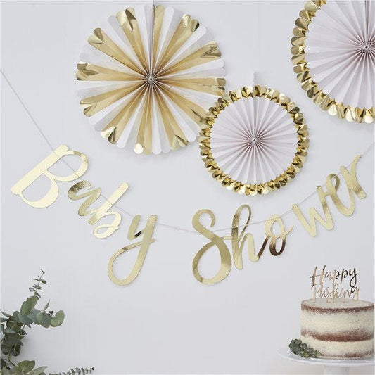 Oh Baby Gold 'Baby Shower' Foil Banner - 1.5m