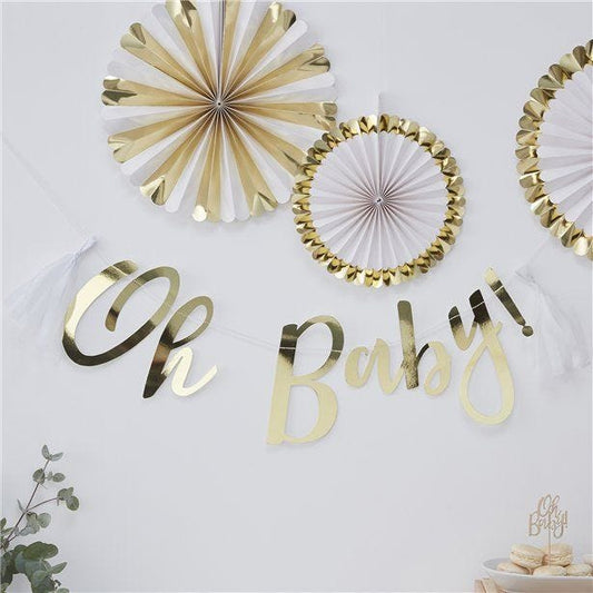 Oh Baby!' Gold Foiled Letter Banner - 1.5m