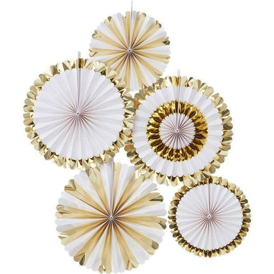 Oh Baby Gold Foiled Fan Decorations (5pk)