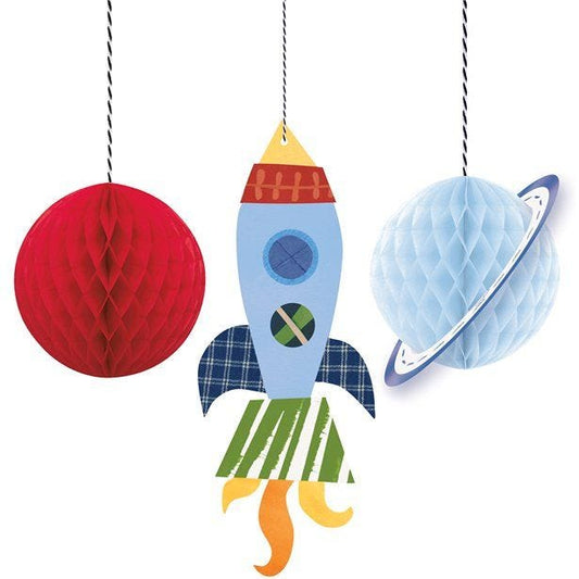 Outer Space Hanging Honeycomb Decorations (3pk)