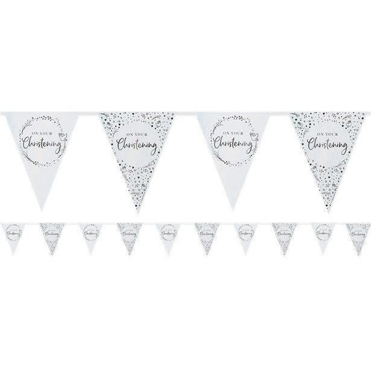 On Your Christening Blue Paper Bunting - 3.7m