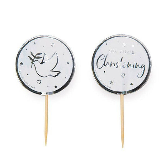 On Your Christening Blue Cupcake Toppers (12pk)