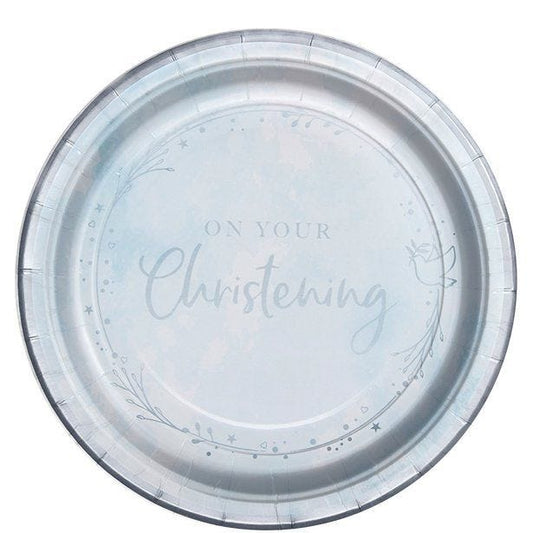 On Your Christening Blue Paper Plates - 23cm (8pk)