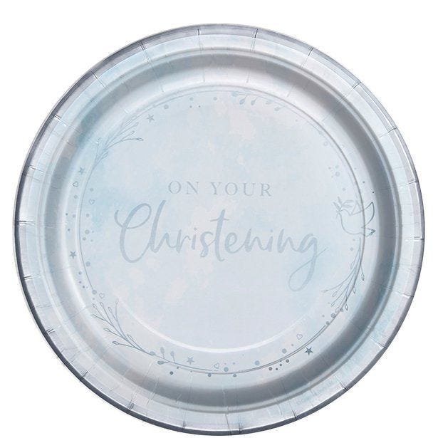 On Your Christening Blue Paper Plates - 23cm (8pk)
