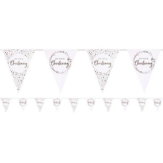 On Your Christening Pink Paper Bunting - 3.7m