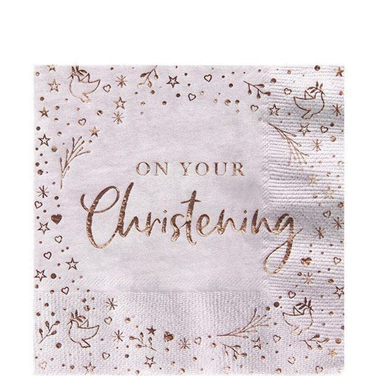 On Your Christening Pink Paper Napkins - 33cm (16pk)