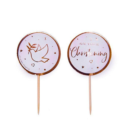 On Your Christening Pink Cupcake Toppers (12pk)