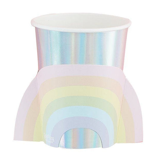 Iridescent Rainbow Paper Cups - 255ml (8pk)