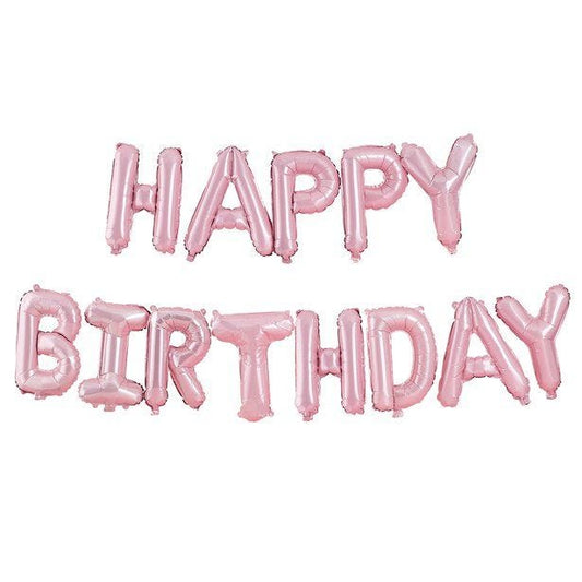 Pastel Pink 'Happy Birthday' Balloon Bunting - 4m