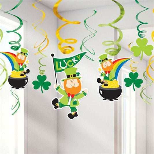 St Patrick's Day Hanging Swirls - 25cm (12pk)