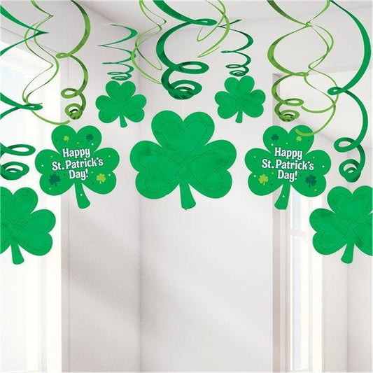 St Patrick's Day Shamrock Hanging Swirls - 60cm (30pk)