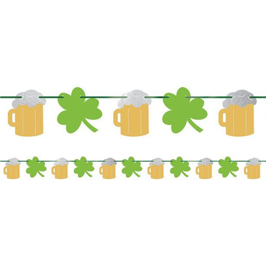 St Patrick's Day Beer and Shamrock Banner - 3.65m