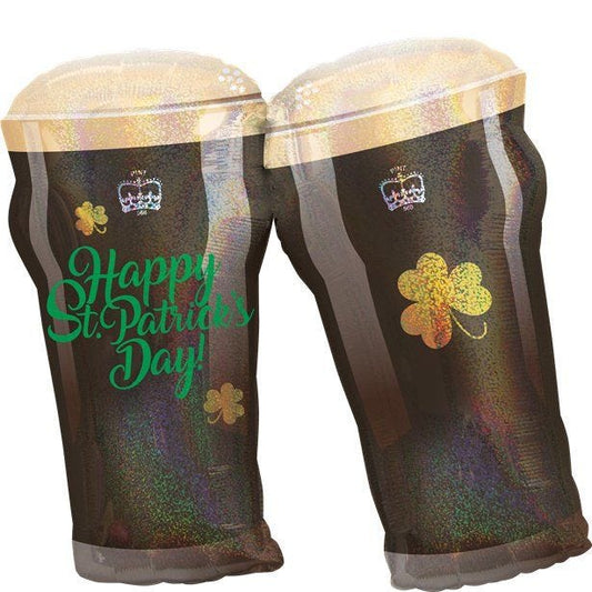 St Patrick's Day Beer Glasses SuperShape Balloon - 28" Foil