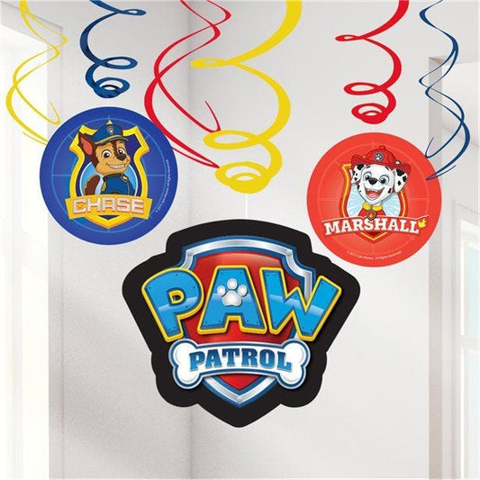 Paw Patrol Swirl Decorations - 60cm (6pk)