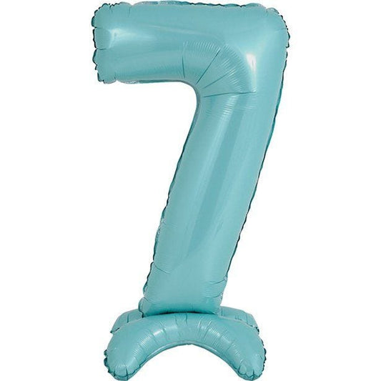 Number 7 Standing Pastel Blue Balloon - 25" Foil