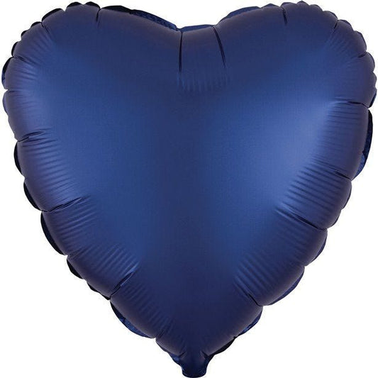 Navy Blue Heart Satin Luxe Balloon - 18'' Foil - unpackaged