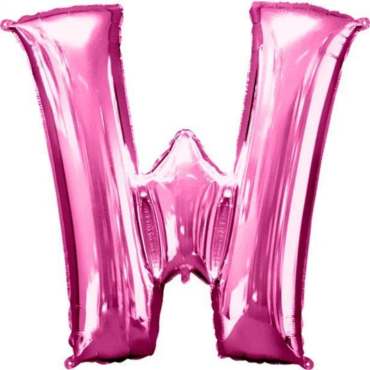 Pink Letter W Balloon - 34" Foil