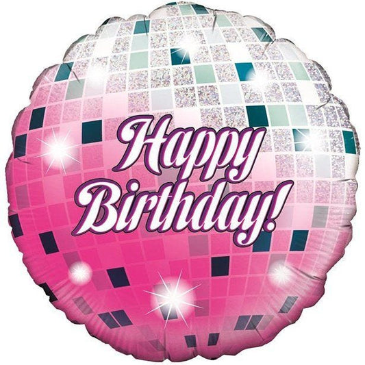 Glitter Ball Happy Birthday Foil Balloon - 18"