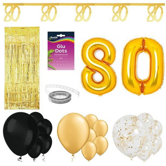 80th Black & Gold Milestone Decorating Kit