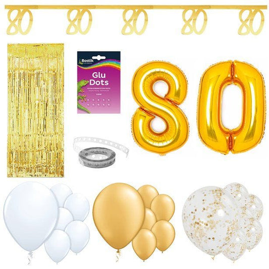80th White & Gold Milestone Decorating Kit