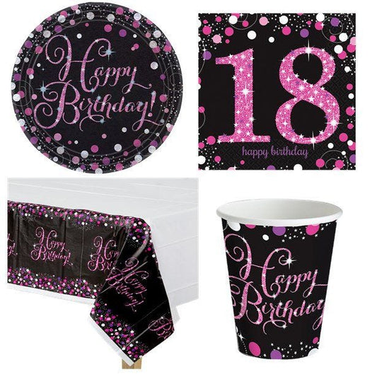 Pink Celebration 18th Birthday - Value Party Pack For 8