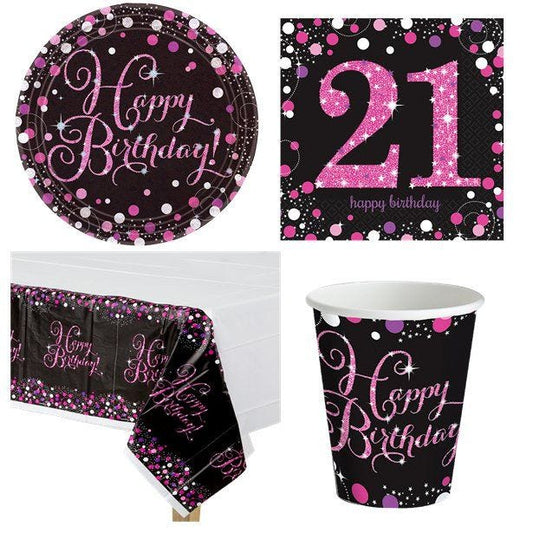 Pink Celebration 21st Birthday - Value Party Pack For 8