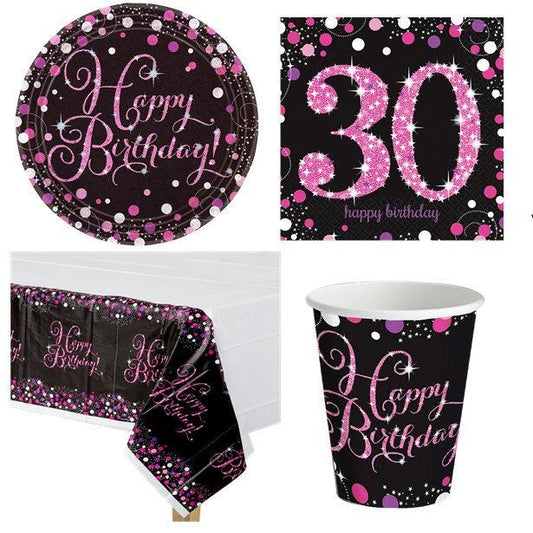 Pink Celebration 30th Birthday - Value Party Pack For 8