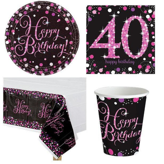 Pink Celebration 40th Birthday - Value Party Pack For 8
